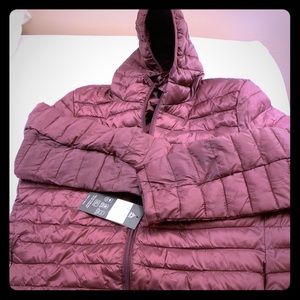 Hooded, packable puffer jacket